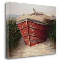 Tangletown Fine Art 'crveni brod' Ispis na zamotanom platnu