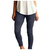 Ženske hlače Ležerne modne tanko učvršćuju čvrstu boju elastična s džepovima Jegging hlače žene