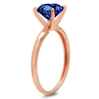 0,5CT Okrugli rez plavi simulirani tanzanite 18k ruža Gold Gold Gold Anniverment prsten veličine 8