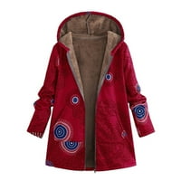 Ženska jakna kaputi zimski dugi rukav od poliestera plus veličine tiskane jakne kaputi crvena 5xl