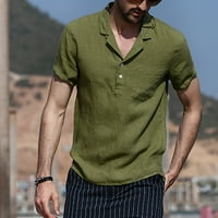 Lenago Polo majice za muškarce plus veličine Dom Vintage Pure Casual Dugme Napišite džepove Posteljina