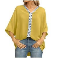 Ženski kratki rukav cvjetni print ljetni vrhovi hladnih ramena majice Fahsion uzorak casual labavi fit