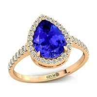 Dimond originalno tanzanit vjenčanje, 14K čvrsti zlatni prsten, vjenčani prsten, obljetni poklon, prsten za klaster