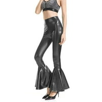 Ženske hlače Trendi sjajne metalne tamke za metalne bljeskalice za dno visokog struka Dno Stretch 70s