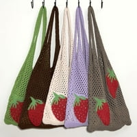 Modni korejski pletene modne rame Tote torbe od jagoda uzorka mreža šuplje torbica za kupoštanje, ljubičica
