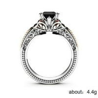 SHLDYBC Pokloni zapremina učitelja, prstenovi za žene, modne žene bakreni prstenovi crne dragulje nakit