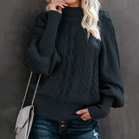 Mohair turtleneck džemper za žene casual kablovski pleteni rukav na rukavu na velikim džemperim, zimski