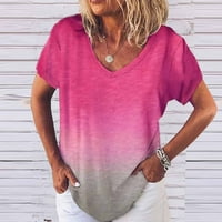 Ženske majice i bluze ružičaste ponude Žene Ležerne prilike V-izrez Fading majica s kratkim rukavima
