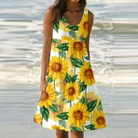 Žene ljetne haljine za žene Datum Ležerne prilike kratkih rukava Sunčana haljina Striped Duljina koljena