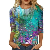 Novi ženski dugi rukav rukav grafički grafički print Fancy T majice Duks posade Ležerne tuničke bluze