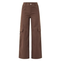 Xinqinghao baggy teretni hlače za žene sa tri džepa od pune boje elastične struk kargo hlače casual