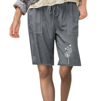 Durtebeua kratke hlače za žene plus veličine Ženske kratke hlače za ljetno vuče elastični struk sive
