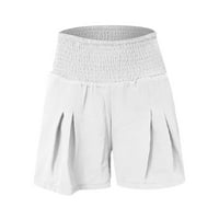 Summer Shorts Horts Ruffled High Struk obrezana plaža Sportska sportska boja Ženske kratke hlače Bijela