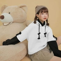 Bear Hoodie za žensku jesenski patchwork dukseri dugih rukava pulover sa slatkim torbama za ličnost