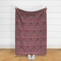Luxe baršun baca za bacanje, 50 70 - Royal Black Pink Persian Ikat Ispiši pokrivač od kašičice