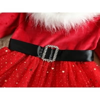 Binweede Christmas Kids Haljina Sequin mrežice Dugi rukavi Haljina sa pojasom i trakom za traku za vjenčanje