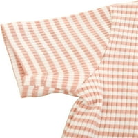 Danceemangoos Baby Boys Girls Ljetne odjeće Rebrasti pletena pamučna majica kratkih rukava + kratke