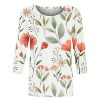 Ljetni vrhovi za žene casual vintage boje cvjetni printski rukav Crew Crt majice