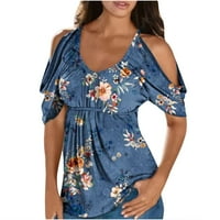 Ženska ljetna majica za bluze Clearence Ležerne prilike za ispis V izrez kratki rukav s ramena The Majice