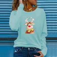 Odeerbi božićne majice za žene dugih rukava modni casual rhinestone ispisane bluze okrugli vrat bluze
