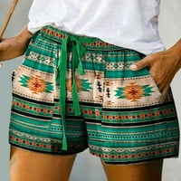 Žene Ležerne prilike za kratke hlače za kratke hlače Ljeto COMFY pamučni elastični struk džep AZTEC