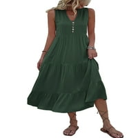 Avamo Žene Ljeto Plaže Sunderss V izrez Maxi Haljine Solid Boja Duga haljina dame seksi zabava zelena