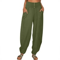 Ljetne pantalone za žene za žene Solid Color Crtače Žene Udobne labave postavljaju joga hlače sa džepom,