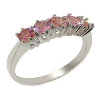 Britanci napravio je 10k bijelo zlato prirodno ružičasto turmalin ženski Obećani prsten - Opcije veličine