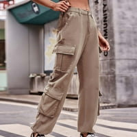 TOQOT teretne hlače Žene- Ležerne sa džepovima Plus veličine Hlače Khaki Veličina XL