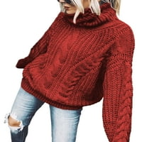 Cindysus Women Jumper vrhovi džemper sa visokim vratom Čvrsta boja pleteni džemperi Chic pulover kabel