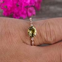 1. Karatni vjenčani prsten šampanjac Diamond Moissite Angažman prsten okrugli rez Art Deco 10k Rose