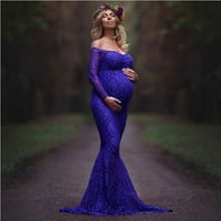 Kiplyki materinstvo Plus Veličina Esencijalne vještačke haljine dame modne mrežice čipke dugih rukava Fotografija rušenje duge haljine majčinstvo