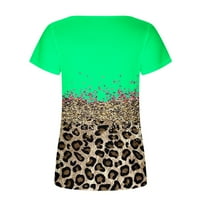 Dianli ženski vrhovi, majice i bluze s kvadratnim vratom Tunika Leopard Print kratkih rukava Ljetne