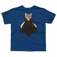 CatCula Cat Kitten Dracula Slatka smiješna Halloween majica Boys Royal Blue Graphic Tee - Dizajn od