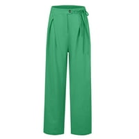 Tking modne ženske ljetne ručničke pantalone za noge casual labavo visoke vučne tasterne tastere zelene