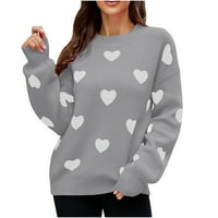 Smanjeni ženski džemper okrugli dekoltev pulover džemper grafički otisci slobodno vrijeme srednje dužine