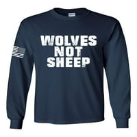 Muški vukovi nisu ovce domoljubne američke zastave majica dugih rukava Grafički tee grafički tee-navy-6xl