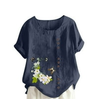 Bluze za djevojke ispisane labave tipke plus veličina Ljeto Željenja vrhova odjeća za čišćenje $ 5.
