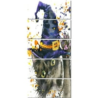 Art DesimanArt 'Halloween Cat i Witch Hat' Savremena životinja sjajna metalna zidna umjetnost
