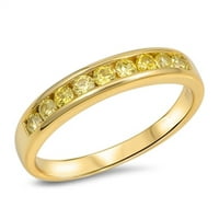 Vaša boja Sterling Srebrna ženska žuta CZ Zlatni prsten za zlato-tone obećaj bend ženski veličine 7
