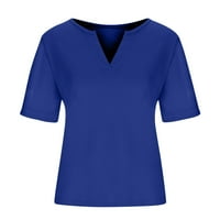 Ecqkame ženske košulje casual bluza za čišćenje ženske modne čvrste boje V-izrez Udobna labava majica