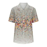 Smihono ženske modne osnovne majice Majice bljesak gumbi lapel V izrez Košulje Comfy labave casual haljina
