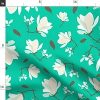 Pamuk Satens Sham, Standard - Magnolija Cvjetovi Teal Green Farmhouse Southern Print posteljina po sobi