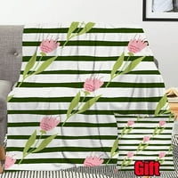 Retro cvjetna prugasta flanel pokrivač sa poklopcem jastuka za kauč kauč u uredu komforan i topla pokrivač