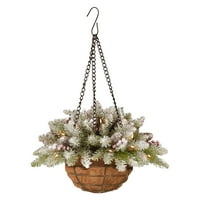 Umjetno božićno viseće košarice cvijet sa LED žičarima koji vise božićne košare božićni viseći sadnice