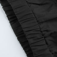 Sehao Women Ljetne hlače Ležerne prilike čiste boje elastičnih struka posteljina džepa gležnjače, crna