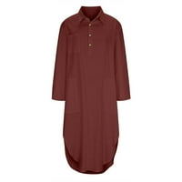 Haljine za žene Ženske trendove Čvrsti džepovi dugih rukava isključuju se ovratnik haljine vino xxl