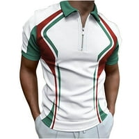 Košulje za muškarce Atletic Fit Solid Color Striped Patchwork patentni patentni majica kratkih rukava