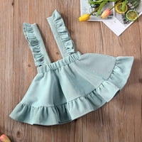 Izhansean Toddler Baby Girls Ruffled Suspeender Sukmenske suknje haljina ljetne odjeće Light Green 2-