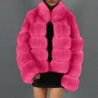 Ženske dame toplo Furry kaput jakna Zimska solidna V-izrez Outerwer Hot6SL4885422